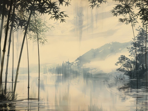  中式竹子竹林壁纸壁画 