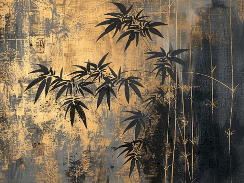  中式竹子竹林壁纸壁画 