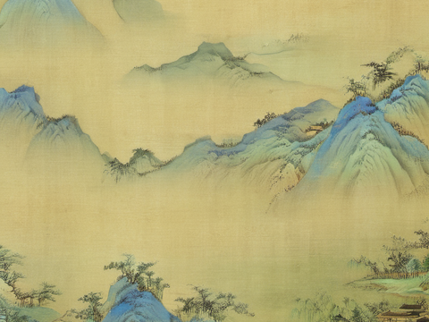  中国古话 装饰画 水墨画 山水挂画 国画 长卷 