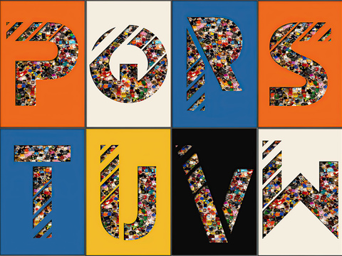  现代字母潮牌积木创意装饰画 