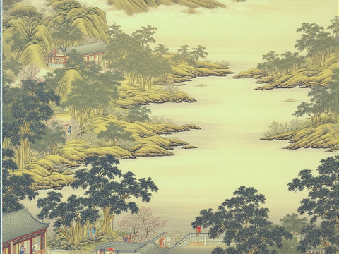  中式工笔画 宫廷画 装饰挂画 古画 