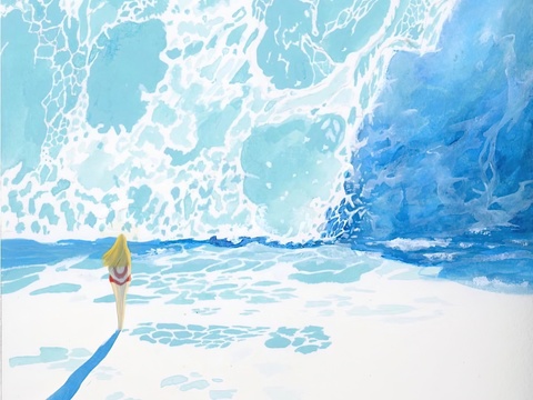  水彩小人大景 艺术挂画 挂画 装饰画 艺术画 