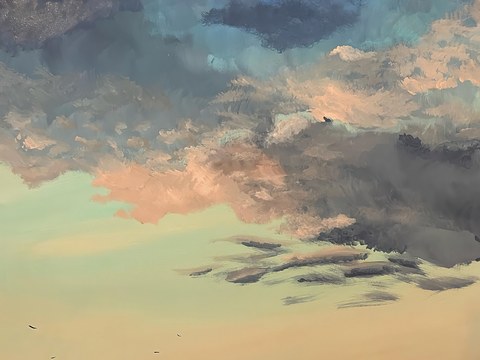  水彩小人大景 艺术挂画 挂画 装饰画 艺术画 