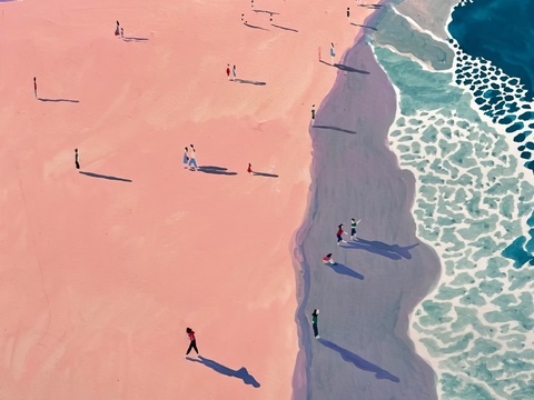  水彩小人大景 艺术挂画 挂画 装饰画 艺术画 