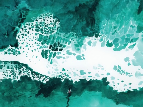  水彩小人大景 艺术挂画 挂画 装饰画 艺术画 