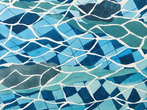  水彩小人大景 艺术挂画 挂画 装饰画 艺术画 