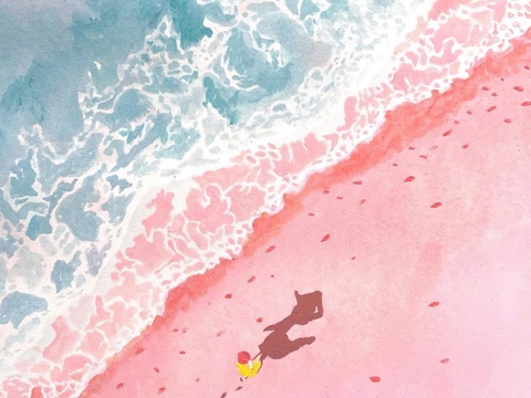  水彩小人大景 艺术挂画 挂画 装饰画 艺术画 