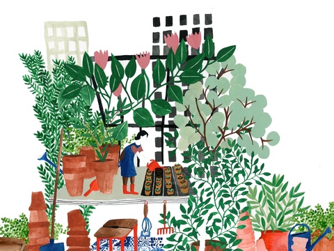  水彩小人大景 艺术挂画 挂画 装饰画 艺术画 