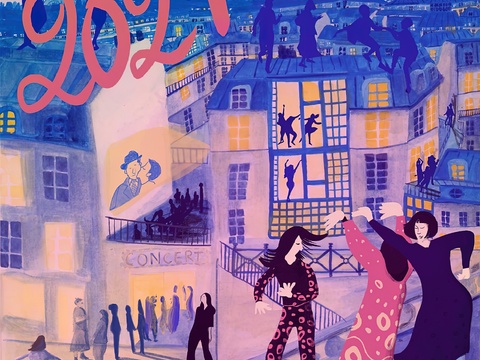  水彩小人大景 艺术挂画 挂画 装饰画 艺术画 