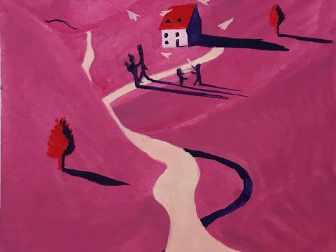  水彩小人大景 艺术挂画 挂画 装饰画 艺术画 