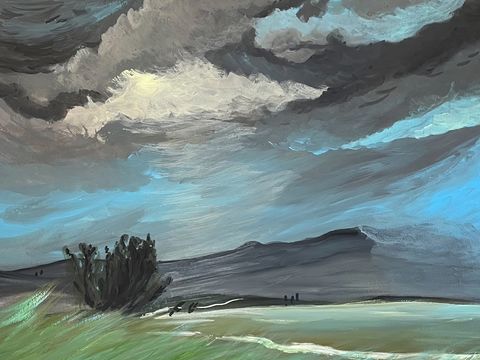  水彩小人大景 艺术挂画 挂画 装饰画 艺术画 