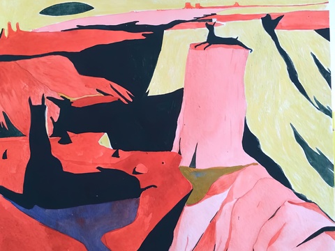  水彩小人大景 艺术挂画 挂画 装饰画 艺术画 