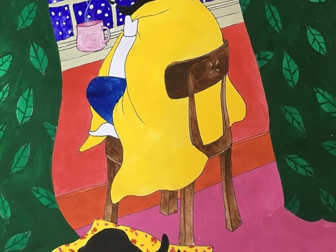  水彩小人大景 艺术挂画 挂画 装饰画 艺术画 