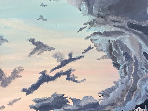  水彩小人大景 艺术挂画 挂画 装饰画 艺术画 