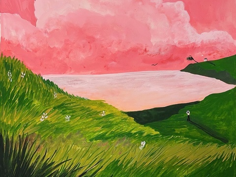  水彩小人大景 艺术挂画 挂画 装饰画 艺术画 