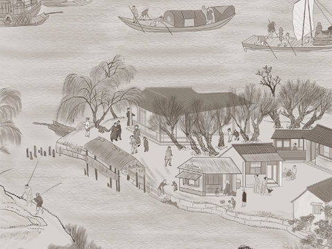  新中式抽象山水装饰画贴图 