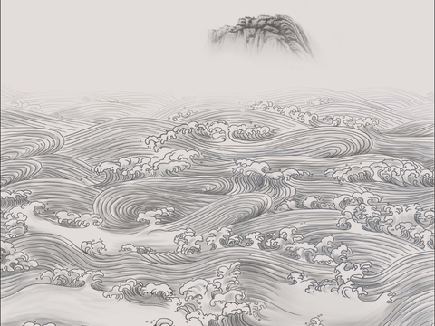  新中式抽象山水装饰画贴图 