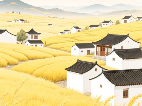  现代风景民俗画 金麦子 装饰画 