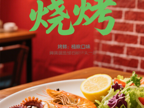  海鲜虾蟹鱼餐饮海报 