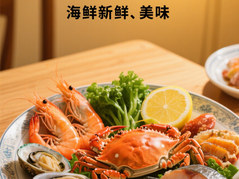  海鲜虾蟹鱼餐饮海报 