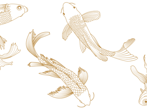  金鱼精雕墙纸 