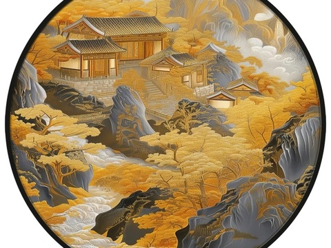  新中式圆形装饰画 