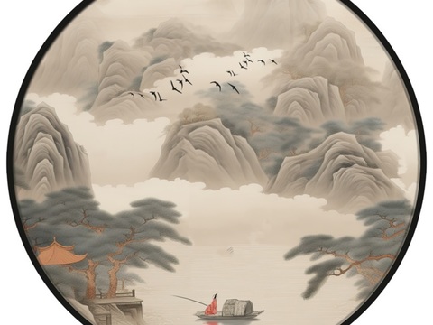  新中式圆形装饰画 