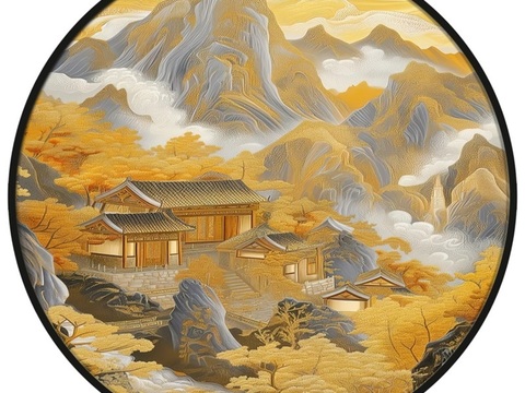  新中式圆形装饰画 