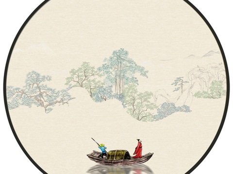  新中式圆形装饰画 