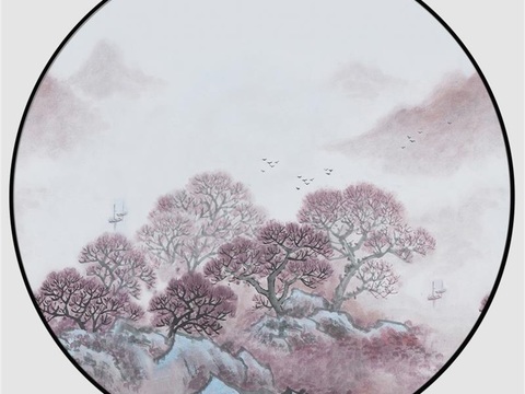  新中式圆形装饰画 