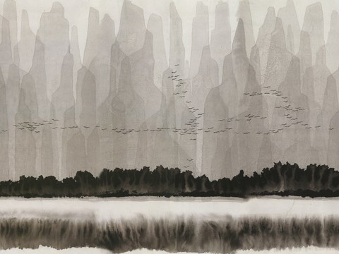  新中式水墨壁纸 水墨画 