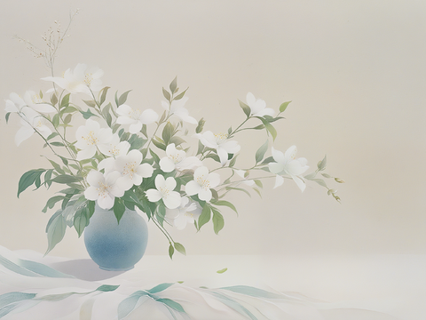  新中式荷花壁画 