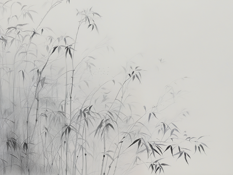  新中式竹子壁畫 