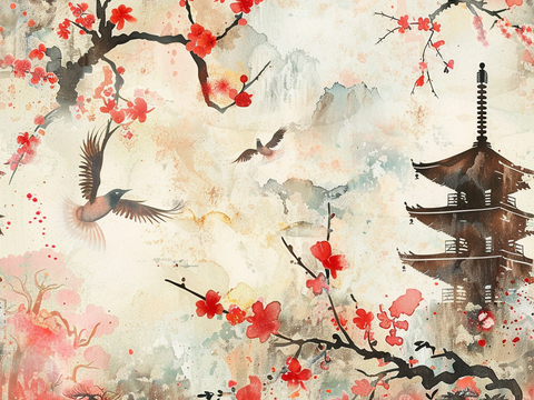  日式壁纸 壁纸 墙画 墙纸 