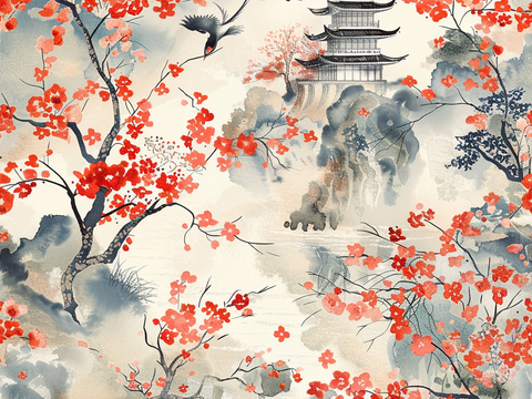  日式壁纸 壁纸 墙画 墙纸 