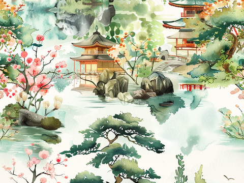  日式壁纸 壁纸 墙画 墙纸 