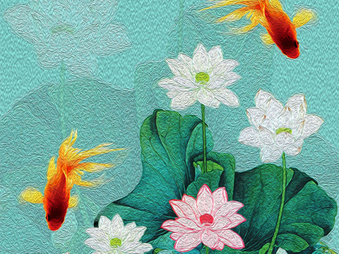  中式新中式挂画 油画水彩画 装饰画挂画 