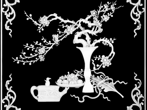  黑白凹凸  裝飾花紋 浮雕 