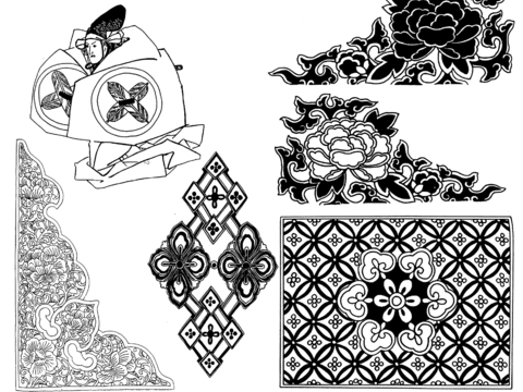  黑白凹凸  装饰花纹  古典花纹 