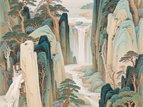  国画 水墨风景山水挂画 