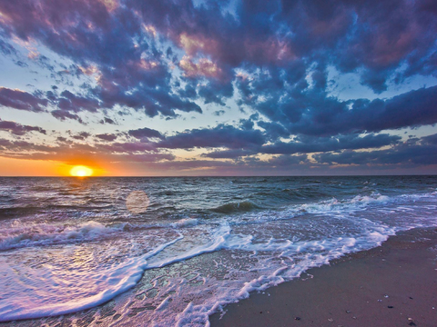 黄昏天空海水风景 大自然风景 环境外景