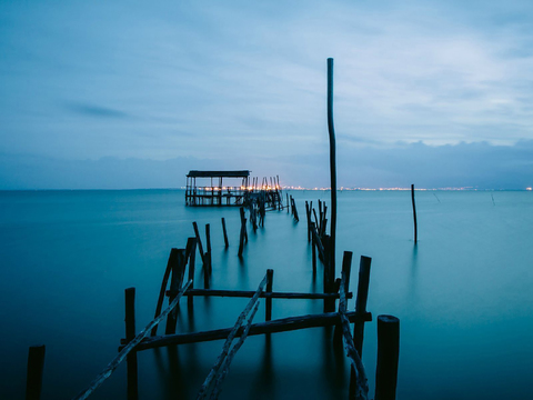  海边夜景 环境外景 自然风景 外景贴图 