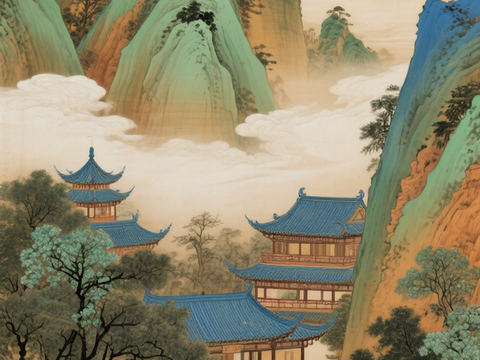  新中式壁画 挂画 古画 字画 山水画 国画 水墨画 