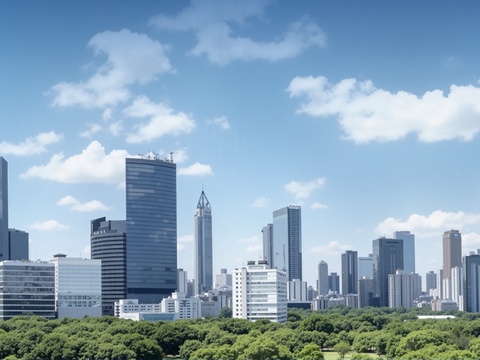  现代城市白天外景天空外景 