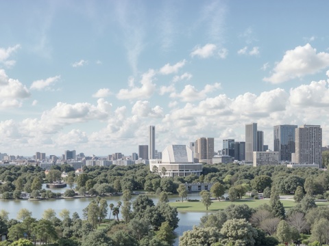  现代城市白天外景天空外景 