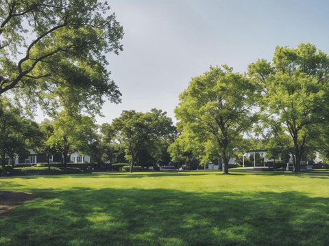  现代白天小区外景天空外景公园外景 