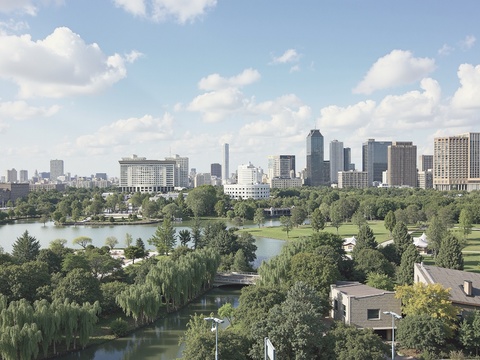  现代城市白天外景天空外景 