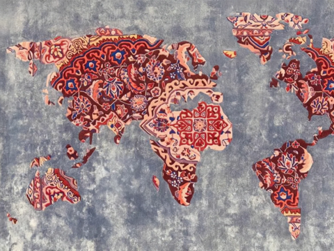  现代简约  世界地图 地毯块毯方毯挂毯 