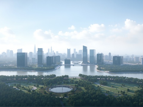  现代城市白天外景天空外景 