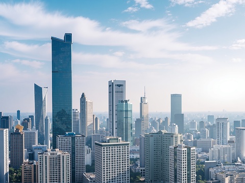  现代城市白天外景天空外景 